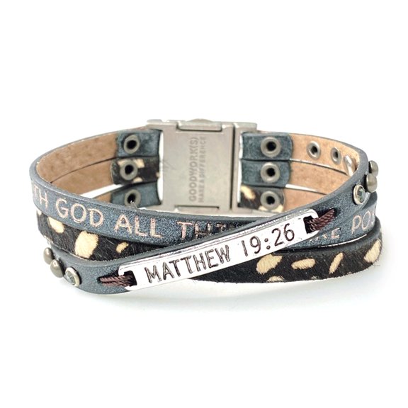 Good Works Matthew 19:26 Animal Print Bible Verse Bracelet