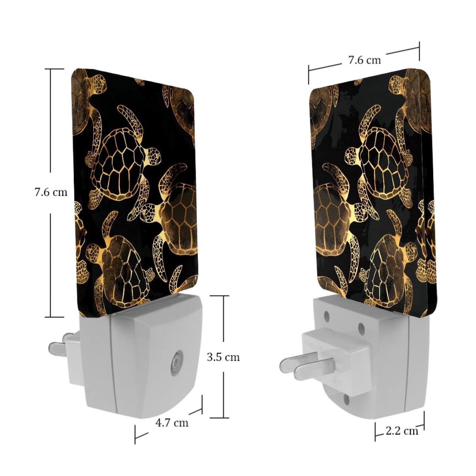 PhooArto Sea Turtle Golden Patterns Plug in LED Night Light Auto Sensor Dusk to Dawn Decorative Night for Bedroom, Bathroom, Kitchen, Hallway, Stairs, Baby's Room, Energy Saving