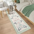 thumbnail image 3 of Garvee 2'x6' Floral Runner Rug Geometric Bordered Carpet, Butterfly Printed Rug Washable Non Slip Rug for Hallway Bedroom Farmhouse, Green, 3 of 8