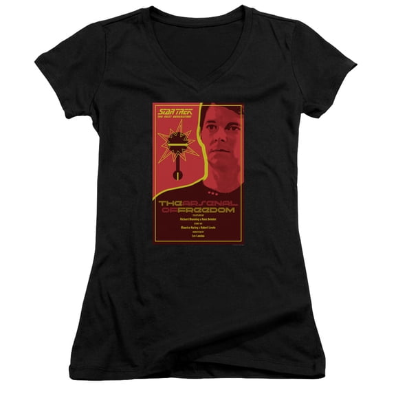 Star Trek Tng Season 1 Episode 21 Junior Women's V-Neck T-Shirt Black