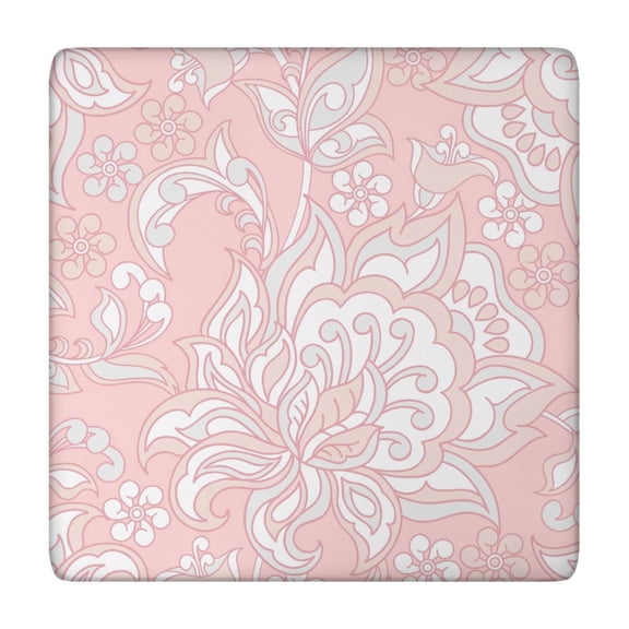 Retro Paisley Floral Square Tablecloth - Elastic Edge Windproof Wrinkle-Free Table Cover for Kitchen 34x34 Inches