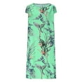 thumbnail image 4 of Womens Plus Size Floral Dresses Summer Casual Cap Sleeve Midi Dresses with Pocket Loose Travel Vacation Outfits Green, 2XL, 4 of 5