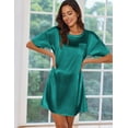 thumbnail image 4 of Ekouaer Silk Satin Sleep Shirts for Women Nightshirt Tshirt Night Gowns Short Sleeve Sleepwear Round Neck Shirt Dress With Chest Pocket, 4 of 7