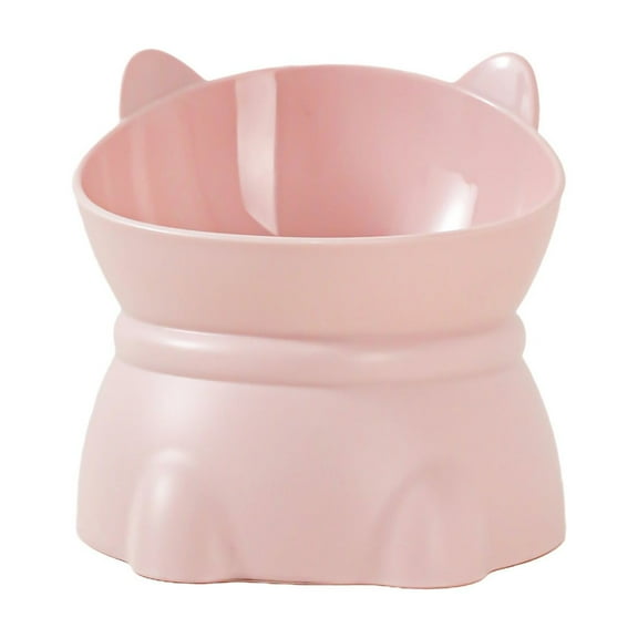 Raised Cat Food Bowl,15 Degrees Elevated Cat Bowls,Anti Vomiting Tilted,Raised Cat Dish Plastic Slanted Stand Bowls for Pet Feeder,Pink