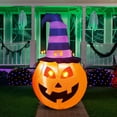 thumbnail image 3 of Joiedomi 5 FT Halloween Inflatable Pumpkin with Witch Hat, Blow Up Inflatables with Build-in LEDs for Halloween Party Indoor, Outdoor, Yard, Garden, Lawn Decorations, 3 of 7