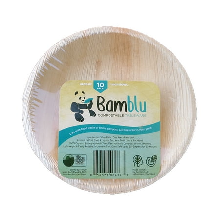 100 PC, Bamblu Home Compostable Designer Tableware, 7 inch Round Palm Leaf Bowl, LCB-07-CS