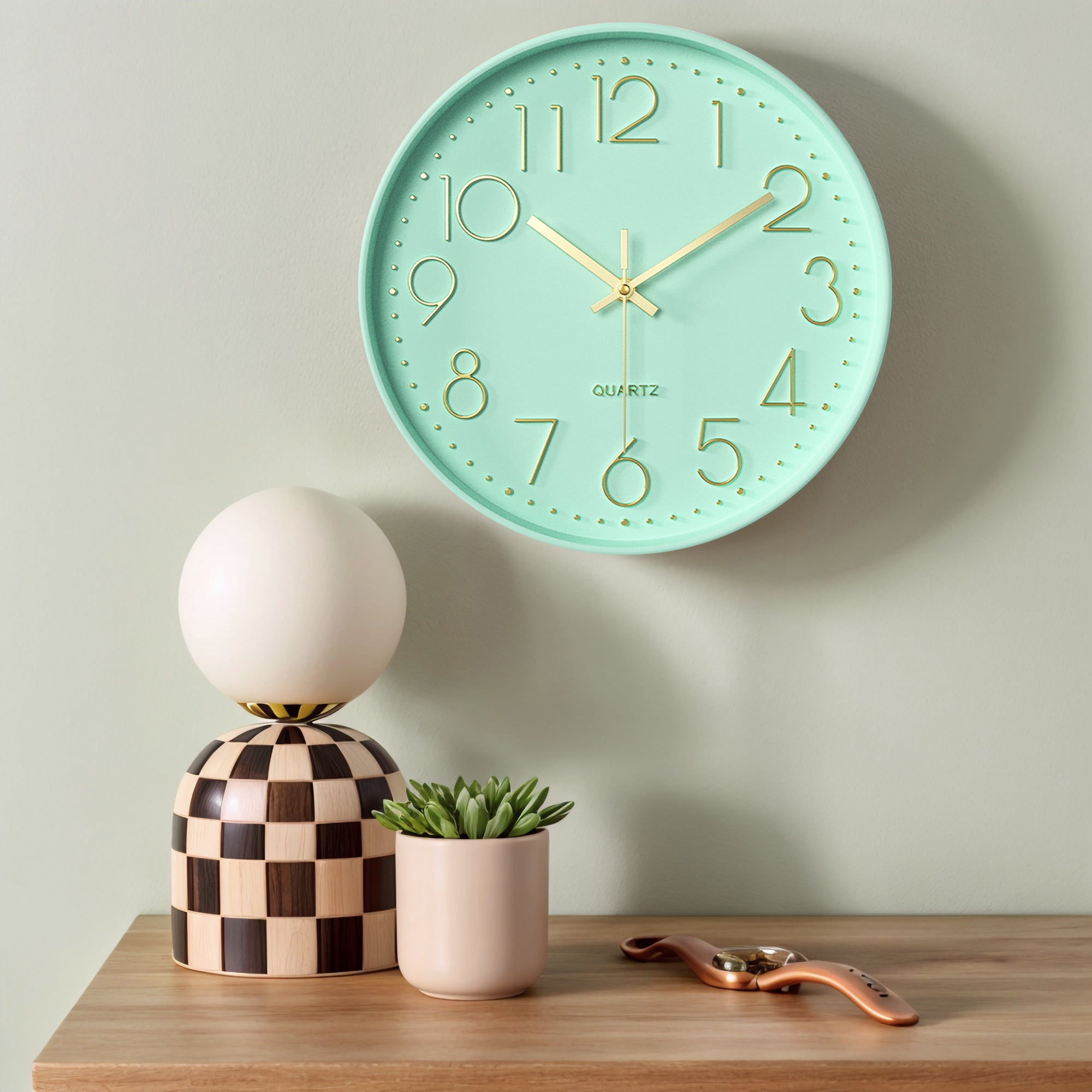 Unique Bargains Silent Non-Ticking Modern Battery Operated Wall Clock Green