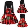 thumbnail image 2 of Jacenvly Christmas Dresses for Women Long Sleeve Christmas Printed Women'S Formal Dresses Round Neck Long Skirts Casual Cute Christmas Women'S Vintage Gown Red, 2 of 9