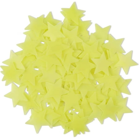 

SterneMond 100 Pcs Colorful Stars Fluorescent Plastic Wall Stickers Murals Decals for Home Art Decor Ceiling Wall Kids Babys Bedroom Room Decorations(Yellow)
