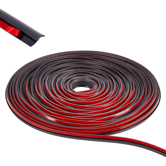 Burlete de goma para puerta de coche, 5 m x 1 cm, autoadhesivo, tipo T, para la mayoría de coches y huecos, color negro