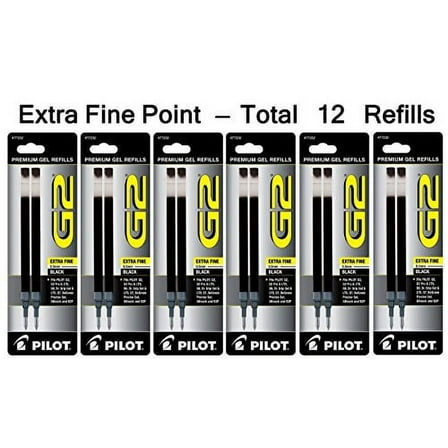 Pilot G2 Gel Ink Refill for Rolling Ball Pens, Extra Fine Point, Black Ink (PIL77232-6PACKS)