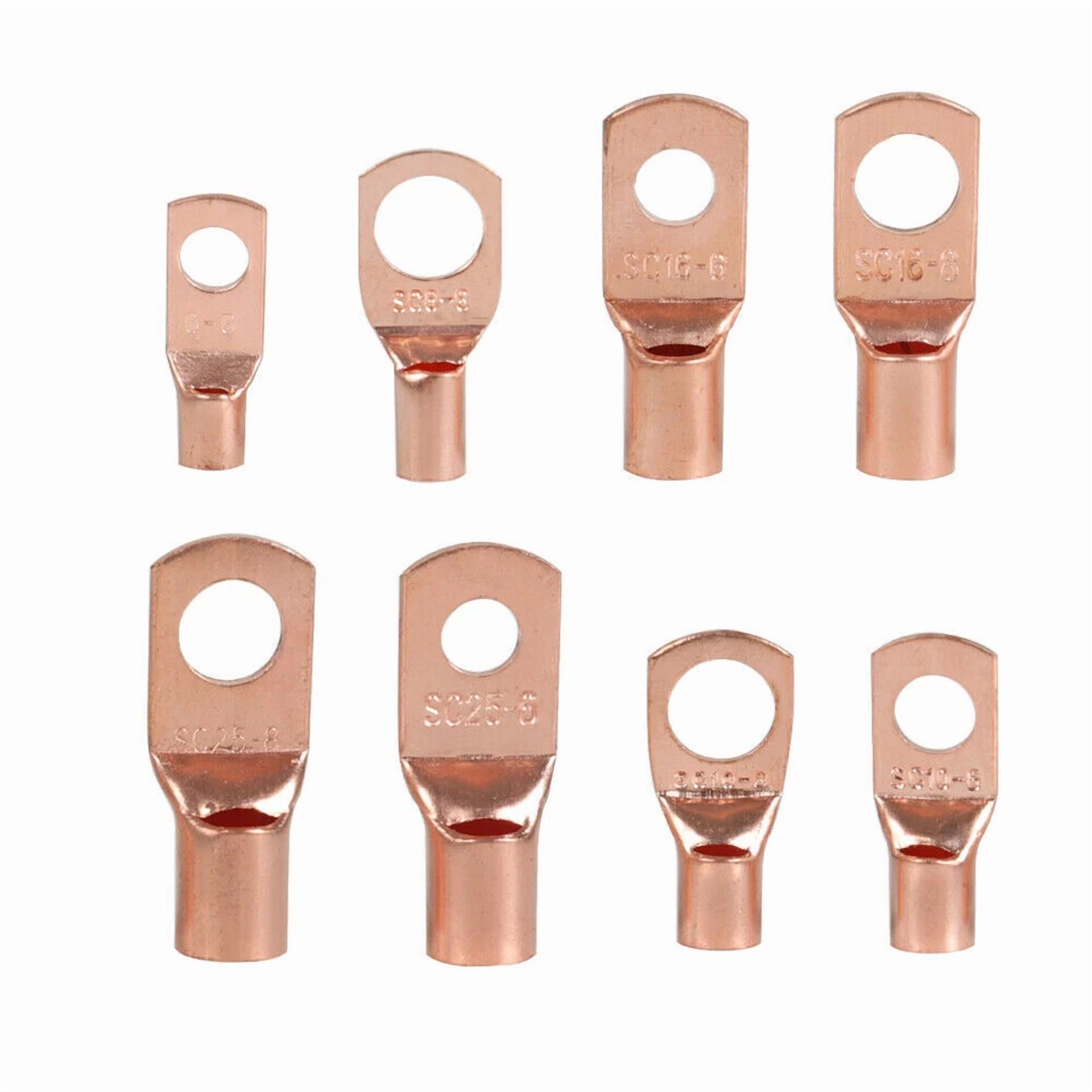 CRESTIN- 140Pcs Copper Battery Cable Lug Ring Terminals Heat Shrink Tubing Connectors Kit