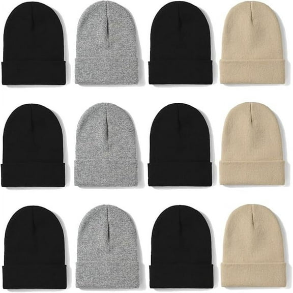 WESTEND 12 Pack Beanies for Men and Women - Unisex Knitted Warm Solid Color Multi-Packs