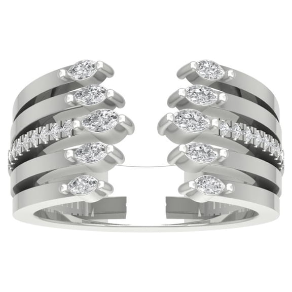 ARAIYA 10K White Gold Round and Marquise-shape Diamond Fashion Band Ring (1/4 cttw, I-J Color, I2-I3 Clarity), Size 10