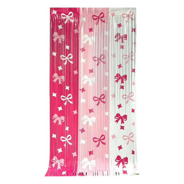 Three Color Bow Rain Curtain Door Curtain Decoration 78.74X39.37 Inches Plastic Door Curtain With Bow And Star Pattern For Room Divider