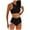 Black, variant on Women's Two Piece Swimsuit Set Solid Color Print Tank Top High Waist Bikini Bottom for Beach Pool Vacation,Army Green,L