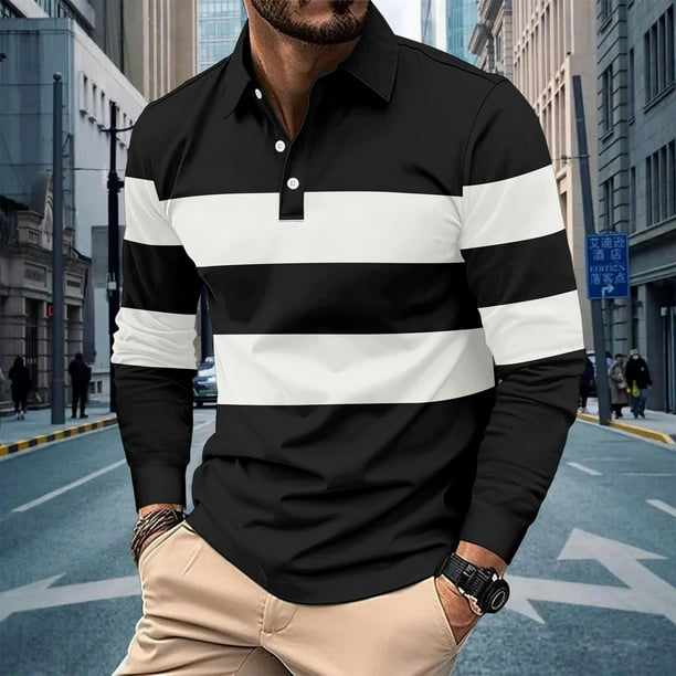 Blusa y camisa de manga larga con cuello vuelto y botones para hombre, blusa de poliéster con cuello vuelto y botones, camisa de manga larga tipo cárdigan para hombre