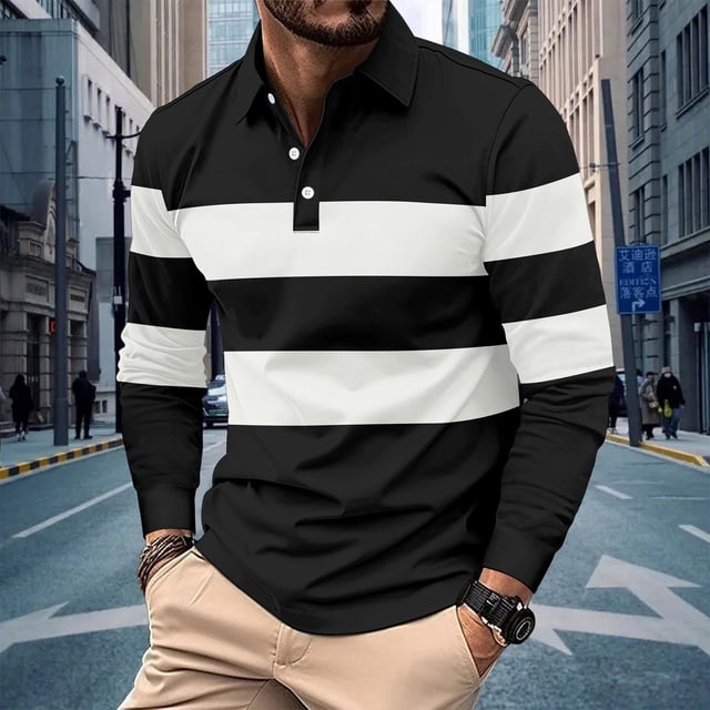 Blusa y camisa de manga larga con cuello vuelto y botones para hombre, blusa de poliéster con cuello vuelto y botones, camisa de manga larga tipo cárdigan para hombre