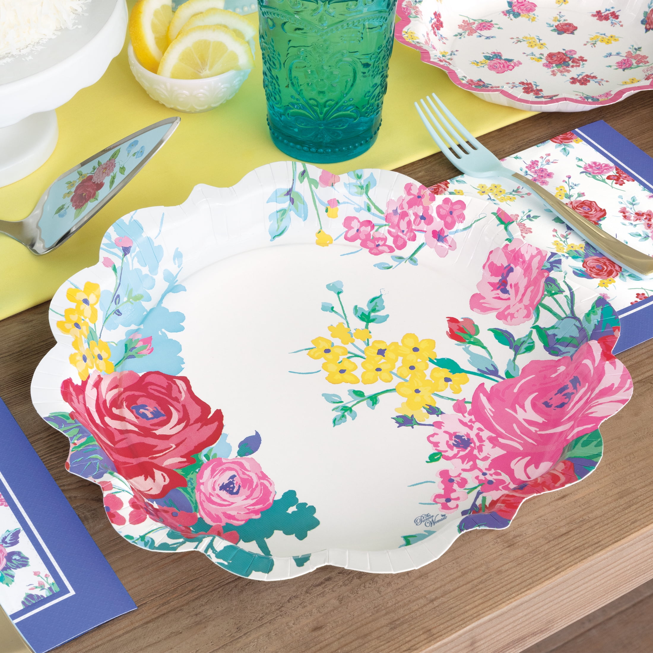 (2 pack) The Pioneer Woman Blue Cape Paper Dinner Plates, 11.5in, 8ct