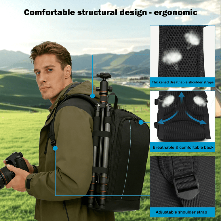 backpack for camera drone and laptop CADeN Backpack, Waterproof Camera Bag Canon Nikon Sony DSLR SLR Mirrorless, DJI Mavic, Air 2S, FPV Drone with 15.6'' Compartment & Tripod Holder inch laptop or tablet Manfrotto NX CSC Camera/Drone Backpack