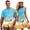 Blue Palm Tree, variant on Couple Matching Hawaiian Outfits Seahorses Mens Button Down Shirt Summer Beach Shirts and Womens Sleeveless Dress Size 2XL