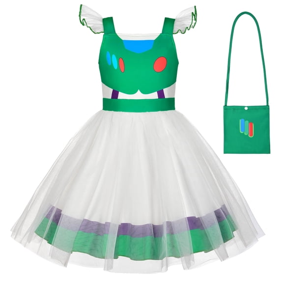 EleFairy Girls Princess Costume with Bag Dress Up for Little Girls Halloween Birthday Cosplay Outfits (3T/100)