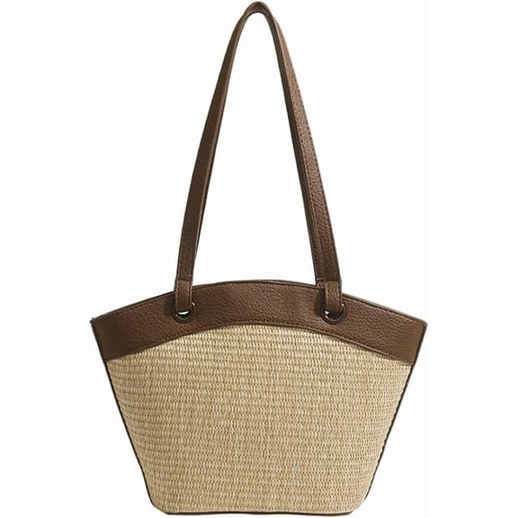 Women Straw Beach Tote French Retro Shoulder Bag Summer Woven Tote Travel Bag