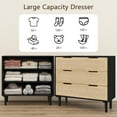 thumbnail image 6 of Rattan Dresser for Bedroom 3 Drawer Boho Dresser for Closet, Rattan Chest of Drawers Modern Natural Wood for Kids Bedroom, Living Room, Nursery, Hallway, Entryway, Black, 6 of 7
