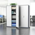 thumbnail image 6 of INTERGREAT Metal Storage Cabinet Doors, 72" Locking Steel Storage Cabinet with Shelves, Tall Lockable Steel Cabinets for Home Office, Garage(New Grey), 6 of 16