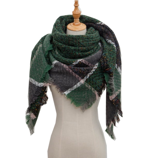 2024 Plaid Winter Scarf Women Luxury Warm Foulard Solid Scarves Fashion Casual Scarfs Cashmere Bufandas Hombre