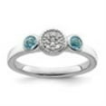 thumbnail image 2 of Auriga Fine Jewelry 925 Sterling Silver Double Round Blue Topaz & Diamond Ring for Women Size- 7, 2 of 6