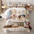 thumbnail image 2 of Homewish Cute Maltese Dog Twin Quilt Set,Pink Peony Flower Twin Coverlet Set,Cream,2-Piece, 2 of 7