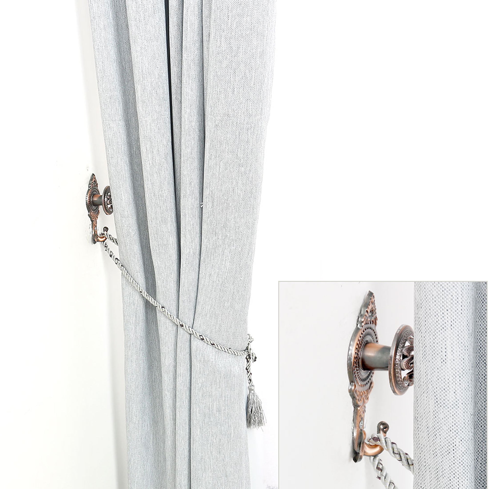 4pcs Zinc Alloy Window Curtain Tieback Hook Tassel Drapery Holdbacks