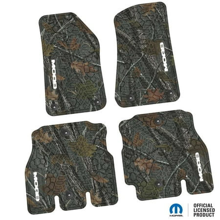 Jeep Floor Mats 18-24 Jeep Wrangler JLU 4 Dr 4 Piece Tire Tread/Scorched Earth Scene w/ MOAB Insert - Rugged Woods w/ White insert FlexTread