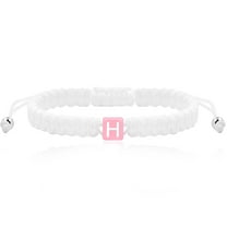 Handmade Wrap Friendship Braided Bracelet for Women Colorful Wrist Cord Adjustable Birthday Gifts-Party Favors (White Rope-Letter H)
