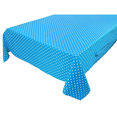 

Cotton Tablecloth Polka Dots Print / Small White Dots on Turquoise