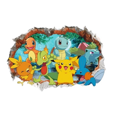 Pokemon wall stickers 3D wall stickers Children wall stickers Cartoon characters wall stickers Cartoon background wall decoration Birthday gift Children bedroom decoration 60*40CM
