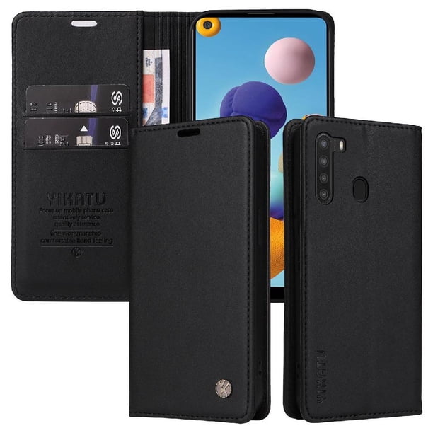 Funda para Samsung Galaxy A21 Estuche de Cuero PU Tipo Cartera con Ranuras para Tarjetas y Cierre Magnético