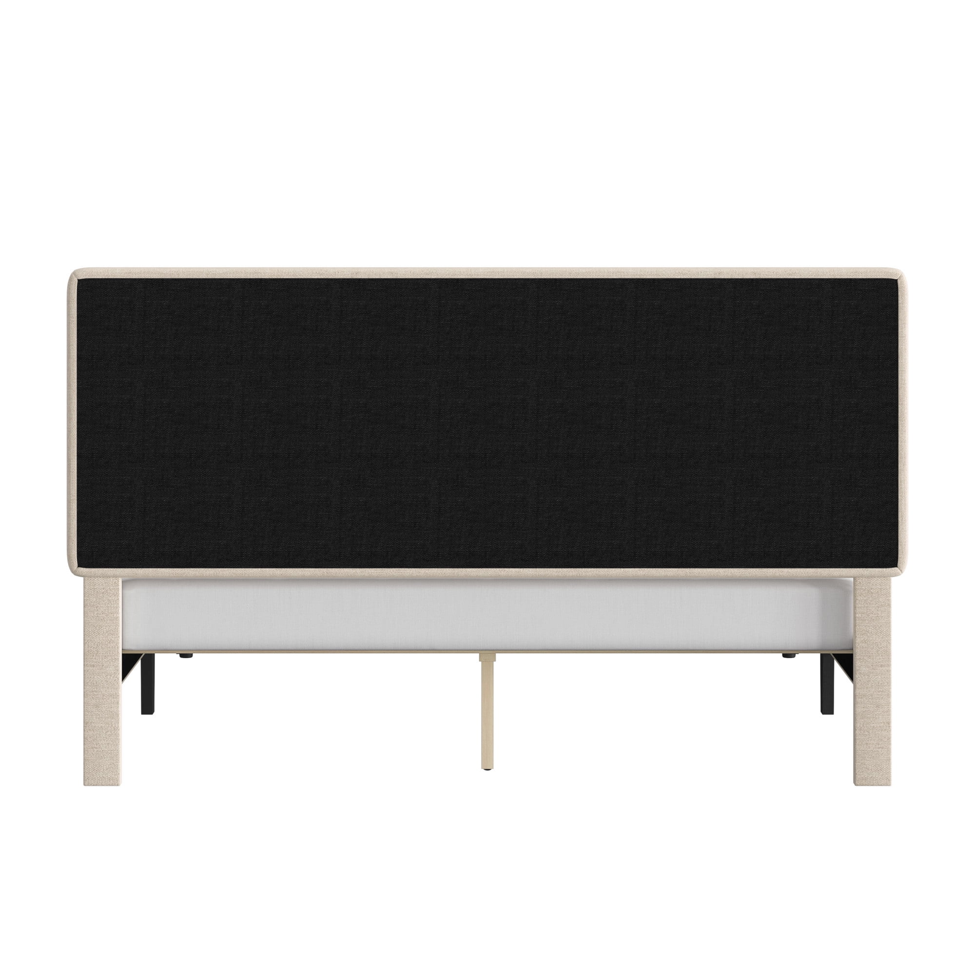 Mainstays Hillside Queen Platform Bed with Square Tufted Upholstered Headboard, Ivory Fabric