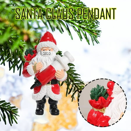 

lystmrge Crystal Balls for Chandelier Hand Painted Stained Glass Window Decor Beads Garland 2020 Christmas Ornament Santa Wearing A Face Mask Decorate Christmas tree