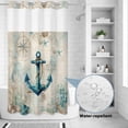 thumbnail image 2 of No Hook Shower Curtain, Teal Anchors Coastal Shower Curtains for Bathroom with See Through Top Window, Vintage Summer Beach Nautical Waterproof & Washable Bath Curtain Stand Up Stall 36"x72", 2 of 9