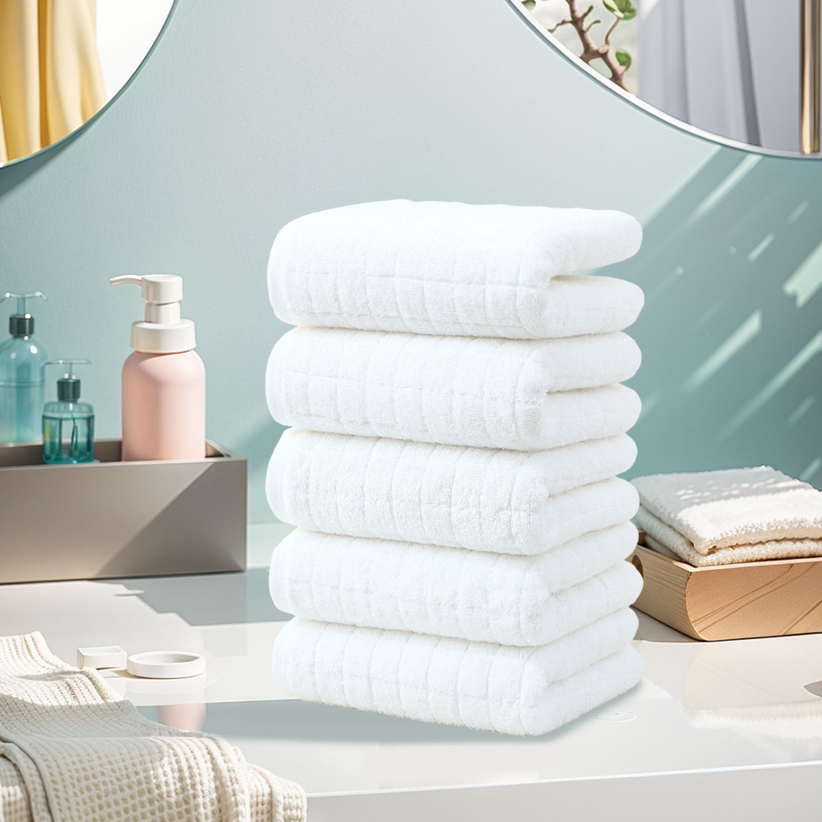 Thick Hotel Style Towel Set, Soft Bath Towels, Modern Abstract Pattern, Luxurious Spa Feel, High Absorbency, Eco-friendly Cotton Blend, Spa Quality Fabric, Travel Packing Friendly, Gym