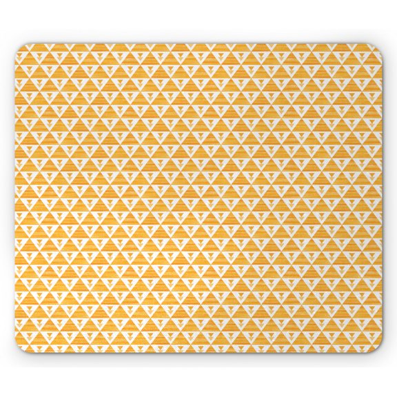 Geometric Mouse Pad, Hand Drawn Geometric Composition Watercolor Effect Triangles Abstract Design, Rectangle Non-Slip Rubber Mousepad, Orange White, by Ambesonne