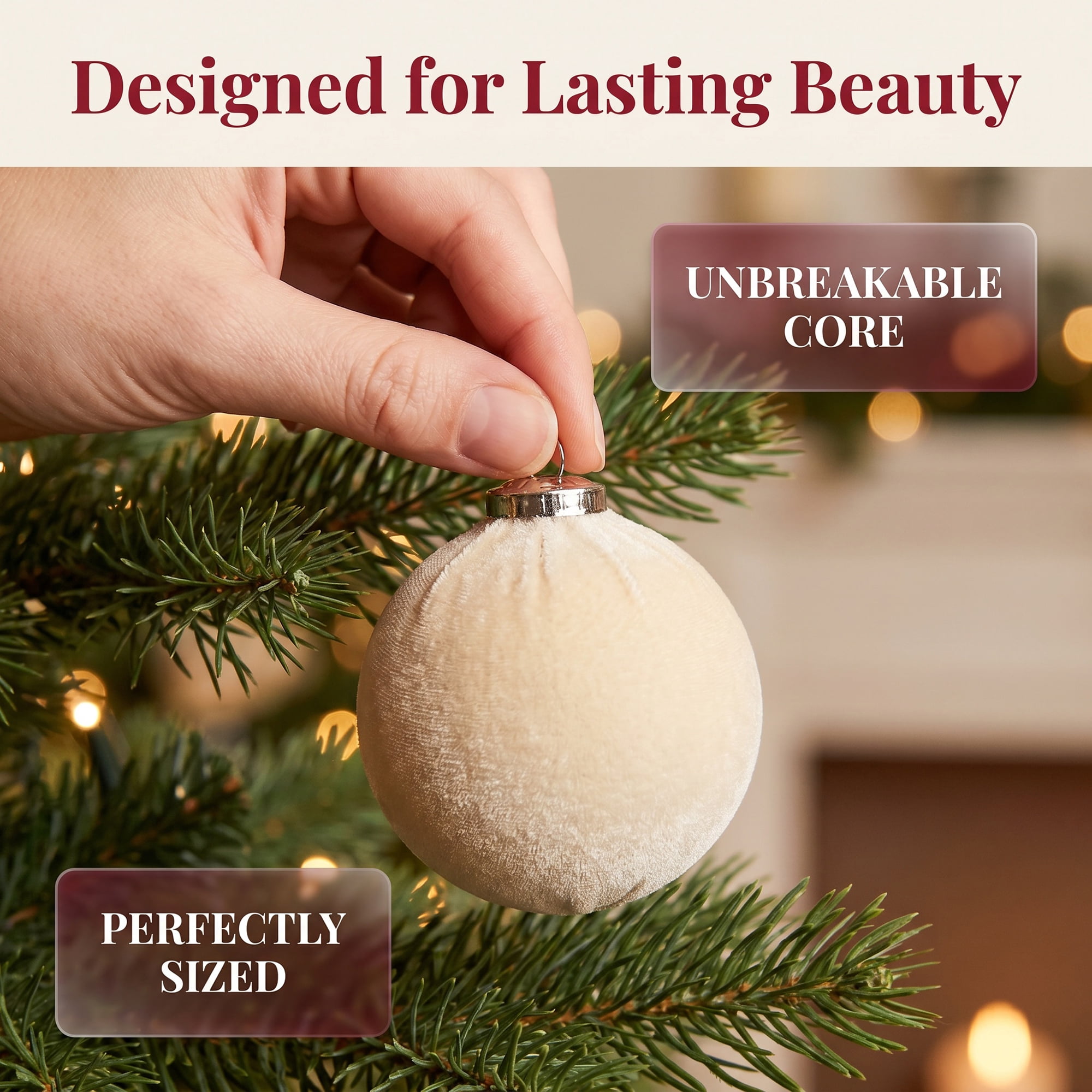 Unique Bargains Velvet Christmas 12 Pack Flocked Sphere Orbs Luxury Ornaments Style B 2.4"