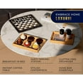thumbnail image 2 of Set of 2 Decorative Serving Trays - Bamboo + Silver Stainless Steel Handles - Coffee Table or Ottoman Tray for Breakfast in Bed Jewelry, Decor Organization - 12"x17" - Stained Brown Finish, 2 of 5