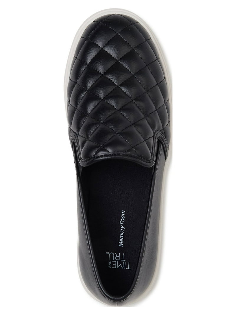 y...♡ Time and Tru Women's Twin Gore Quilted Sneakers, Wide Width