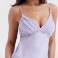 thumbnail image 3 of Vestido Vestido ajustado para mujer, cuello en V profundo, vestido de satén con tirantes, corte entallado, traje diario con cordones Cgtredaw Púrpura T S para Mujer, 3 of 8