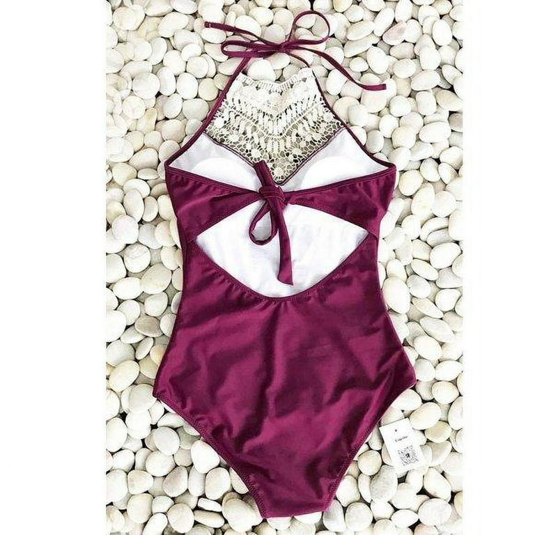 Crochet halter sales one piece swimsuit