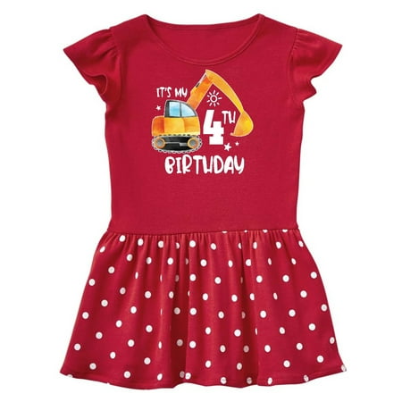 

Inktastic Construction Truck It s My 4th Birthday Gift Toddler Girl Dress