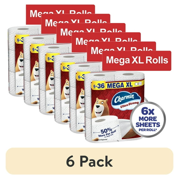 (6 pack) Charmin Ultra Strong Toilet Paper 6 Mega XL Rolls, 330 Sheets Per Roll